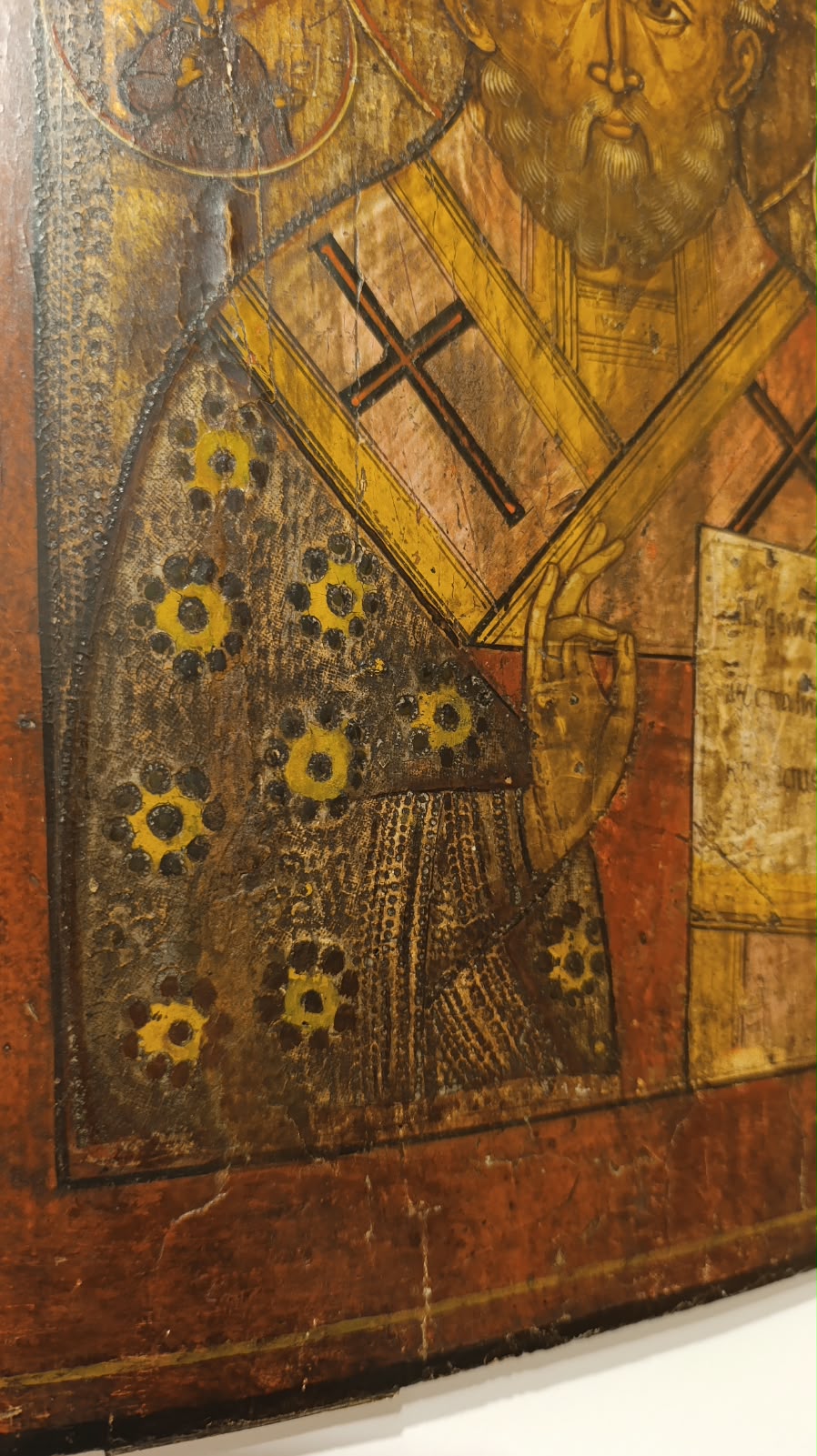 Detail of Saint Nicholas’s face and blessing hand